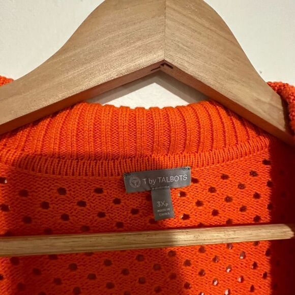 Talbots Petite Coolmaxa Snap Button Open Knit Orange Cardigan Size 3xL petite - Picture 4 of 6
